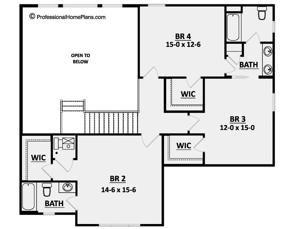 The Oakwood second level floor plan